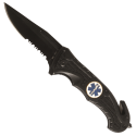 Coltello Rescue con taglia cintura e rompi vetro acciaio inox Miltec