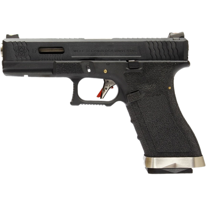 G-Force 17 Silver Barrel Metal (Nera) GLOCK 17 WE GAS BLOW BACK