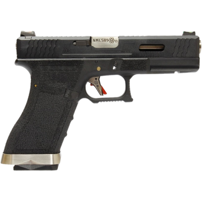 G-Force 17 Silver Barrel Metal (Nera) GLOCK 17 WE GAS BLOW BACK