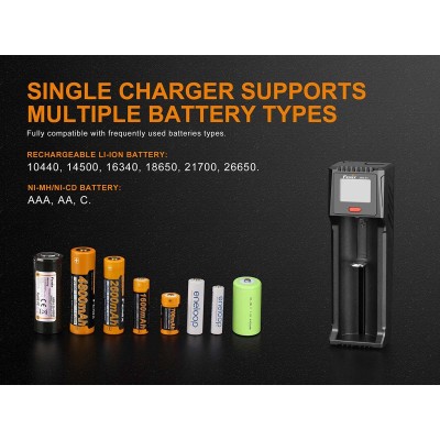 Carica batterie intelligente con Display CR123/18650/Nimh FENIX ARE-D1