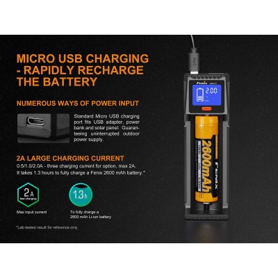 Carica batterie intelligente con Display CR123/18650/Nimh FENIX ARE-D1