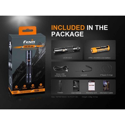 Fenix UC35 V2.0 Torcia Led 1000 Lumen | ArmySport