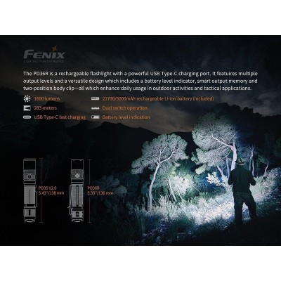 PD36R Torcia Led 1600 Lumen FENIX