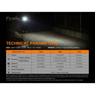 E01 V2.0 Torcia Led 100 Lumen FENIX
